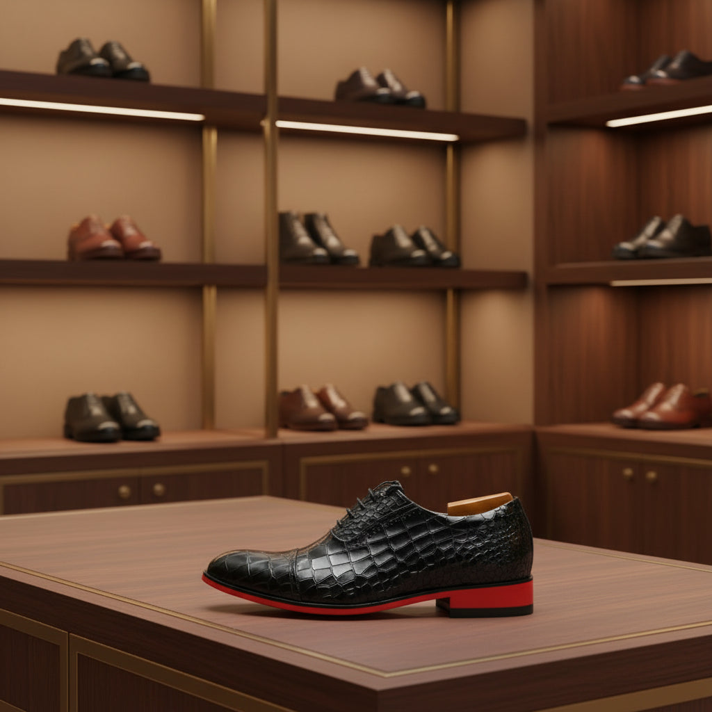 Handmade Crocodile Leather Oxfords Shoes