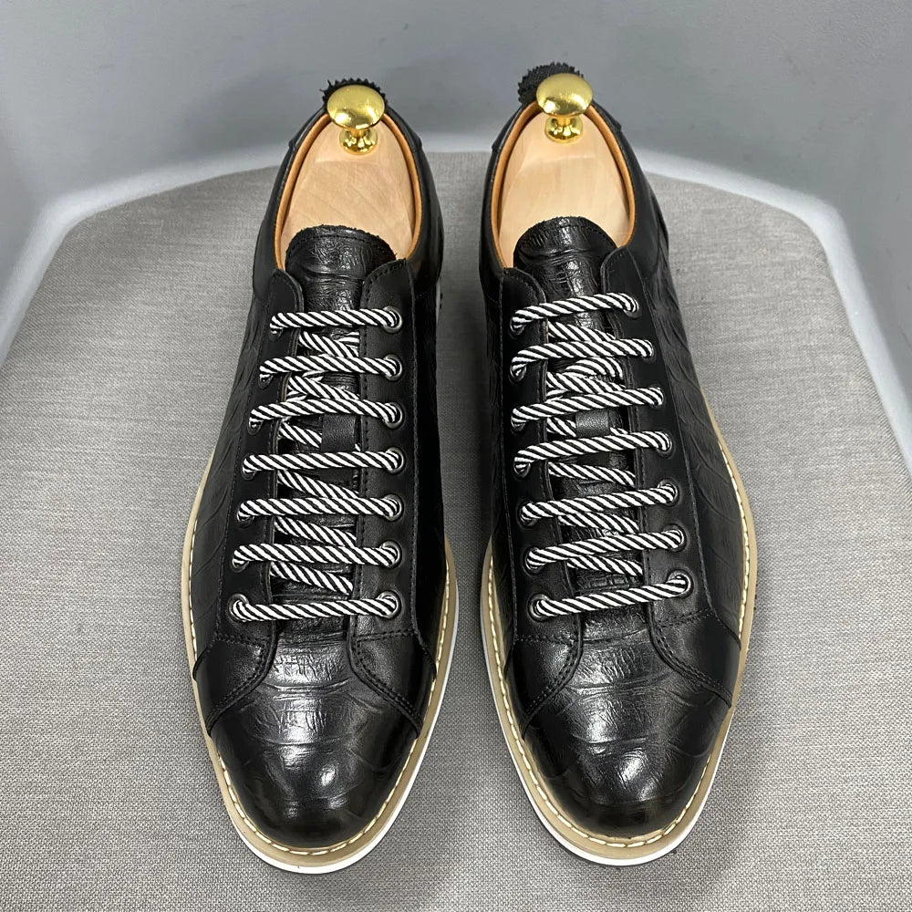 Men's European Style Casual Shoes Real Cow Leather