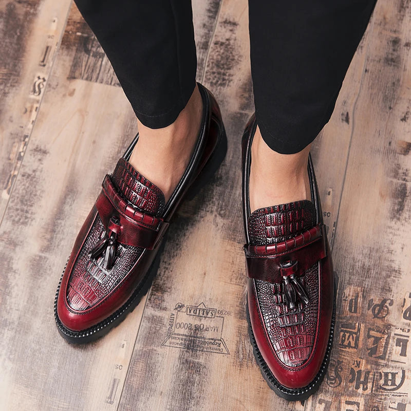 Classic Brogues Leather Shoes Men Chunky Tassel Loafers Man Casual Business Shoes Men Dress Office Social Leather Shoes Male