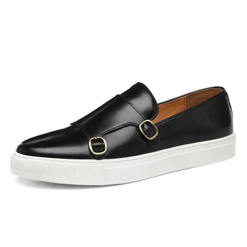 British Style Loafers Men's Slip-on Outdoor Flats Monk Shoes