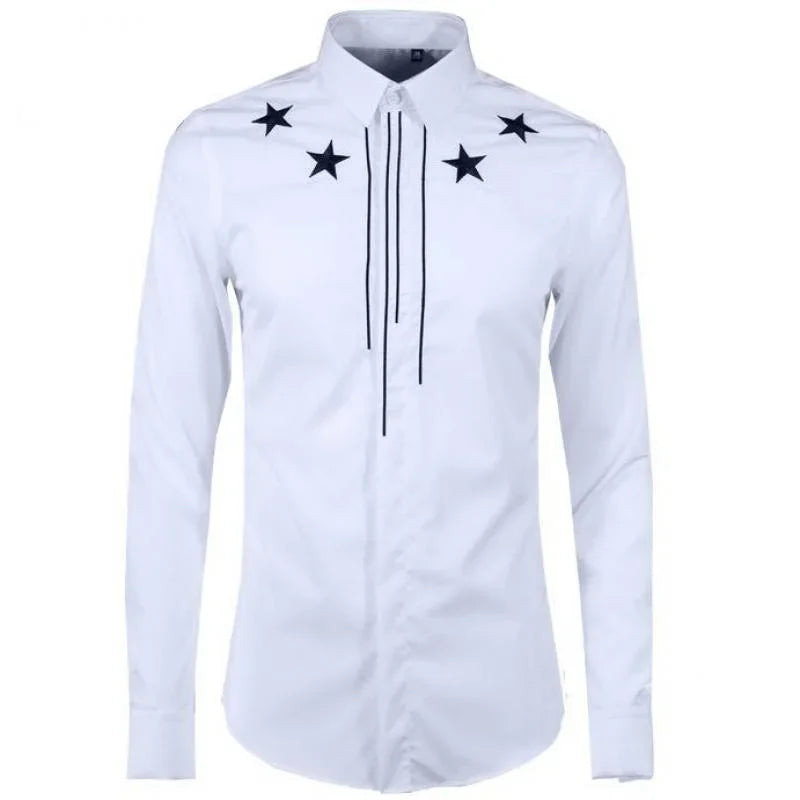 Cotton Shirt Men Fashion New Pentagram