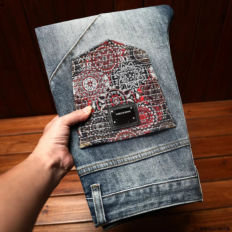 Pattern Embroidered Jeans Men's Fashionable New Men's Street