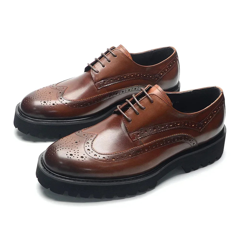 Soft Chunky Sole Men's Derby Dress Shoes Genuine Leather
