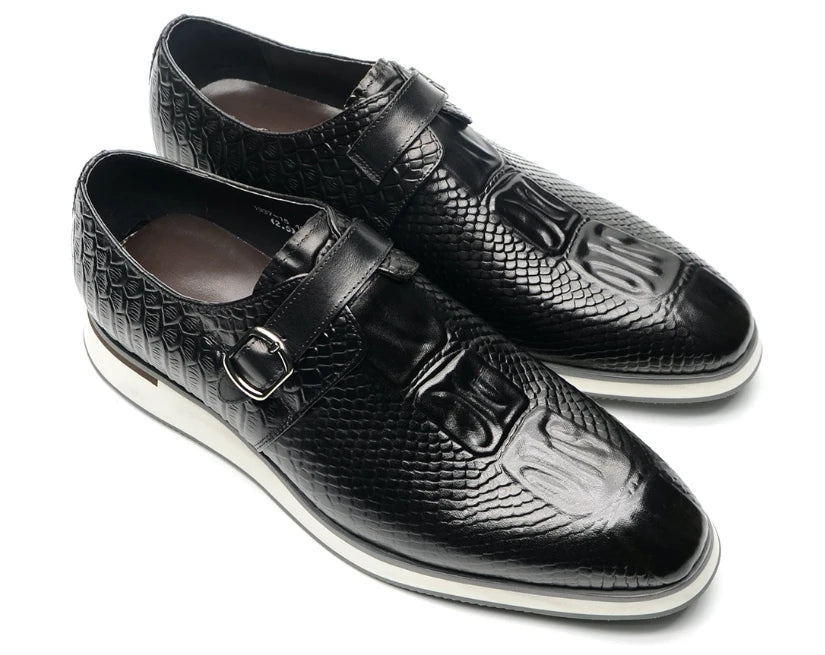 New Genuine Leather Casual Shoes for Men Sneakers Soild Blue Black Sports Style Carved Breathable Business Social Flat Shoe