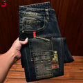 High Street Fashion Men Jeans Retro Blue Elastic