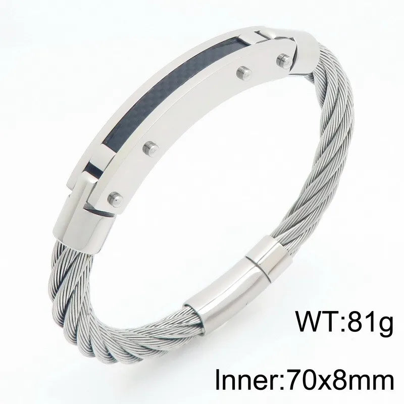 Men's Curved Carbon Fiber Wrap Bracelet