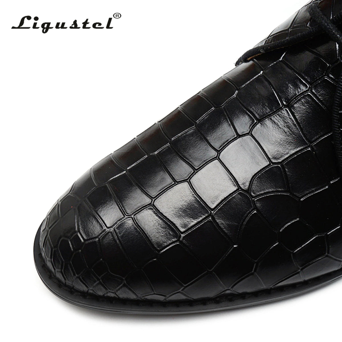 Ligustel Shoes for Men Handmade Black Leather Red Bottom Lace-up Casual Dress Shoes Luxury Wedding Party Oxfords Plus Size 13