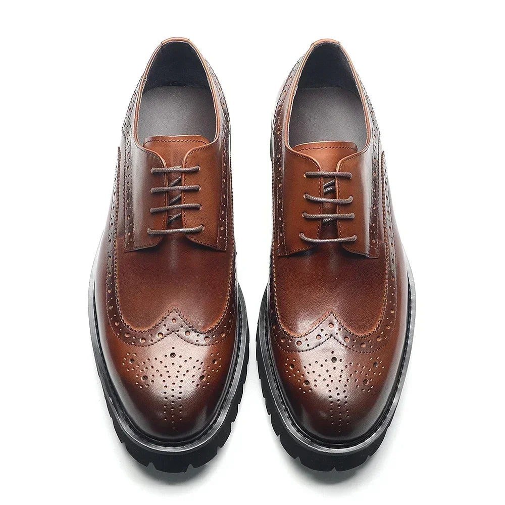 Soft Chunky Sole Men's Derby Dress Shoes Genuine Leather