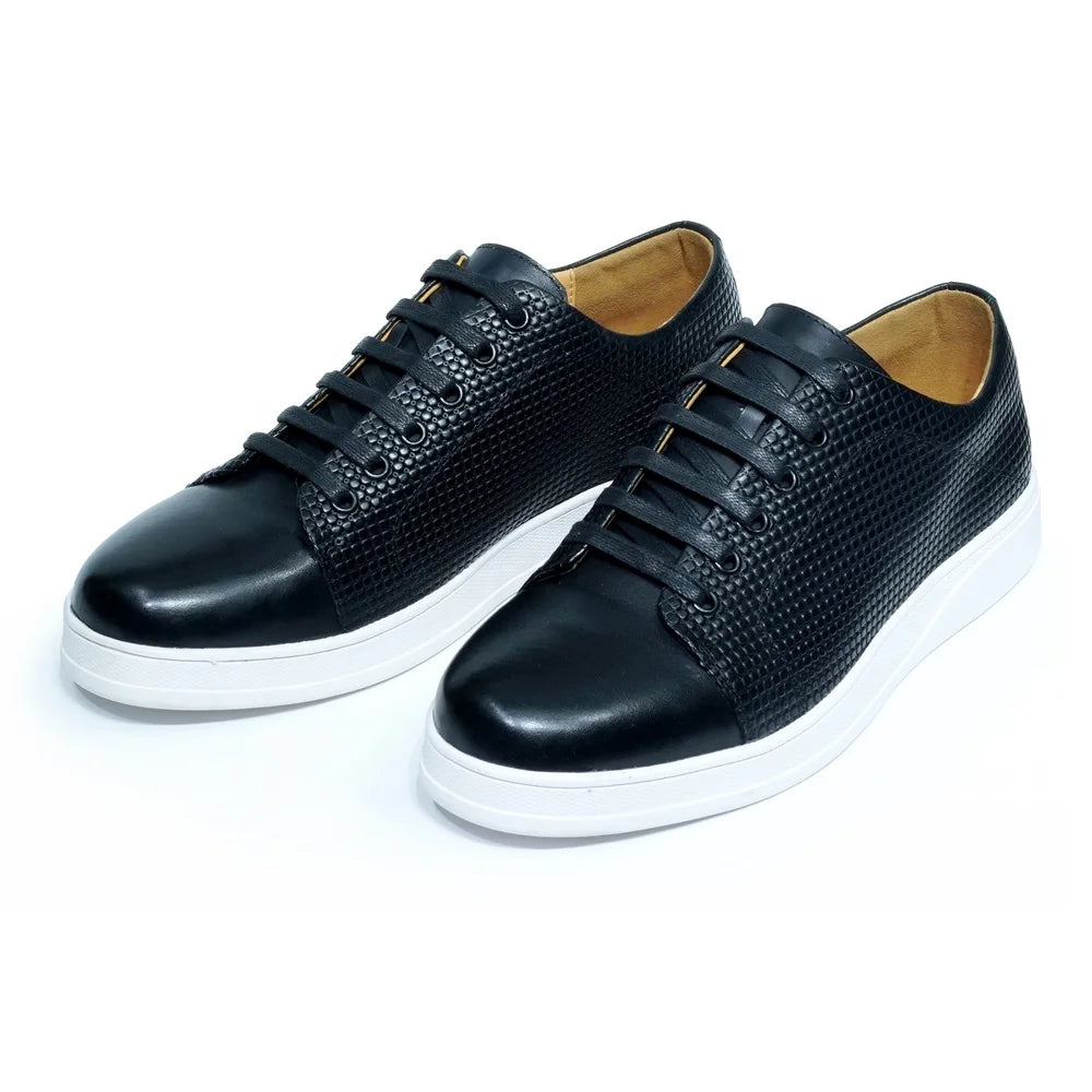 Genuine Leather Men's Casual Sneaker Shoes Lace-Up