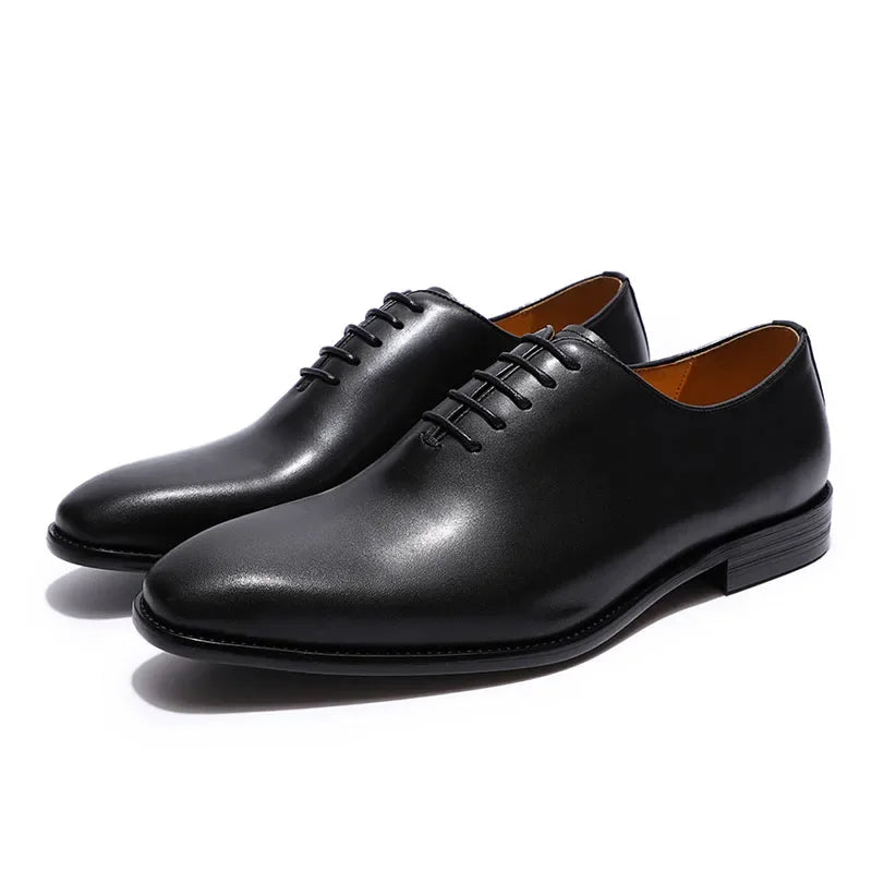 Designer Genuine Leather Mens Wholecut Oxford Shoes Luxury Brand Black Brown Dress Shoes for Business Office Formal Wear