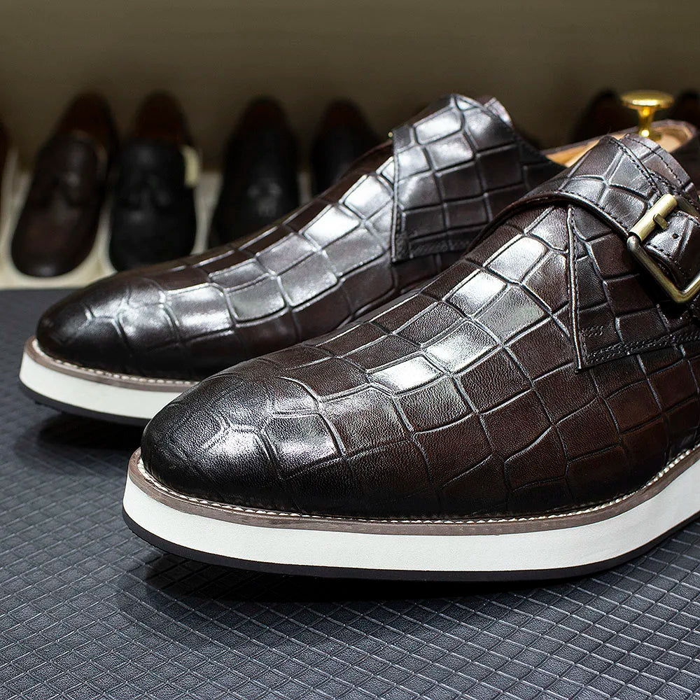 Men's Leather Casual Shoes Crocodile Pattern Luxury