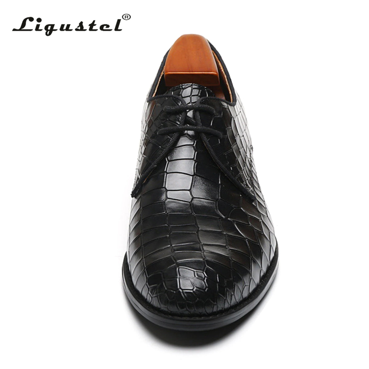 Ligustel Shoes for Men Handmade Black Leather Red Bottom Lace-up Casual Dress Shoes Luxury Wedding Party Oxfords Plus Size 13