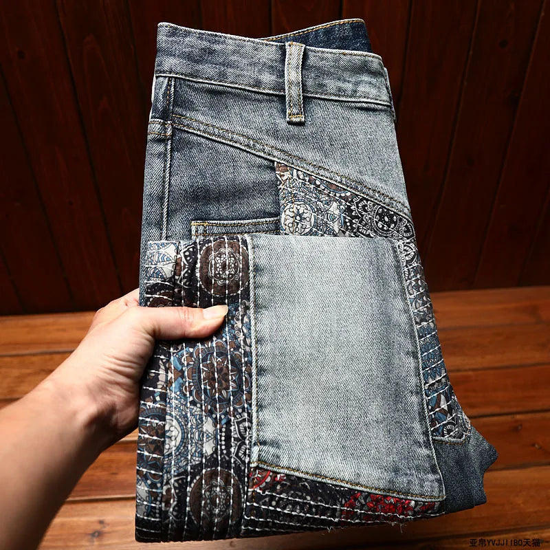 Pattern Embroidered Jeans Men's Fashionable New Men's Street