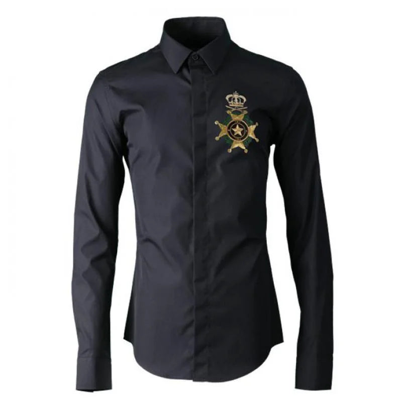 Embroidered Men Shirt Fashion New 100% Cotton Men