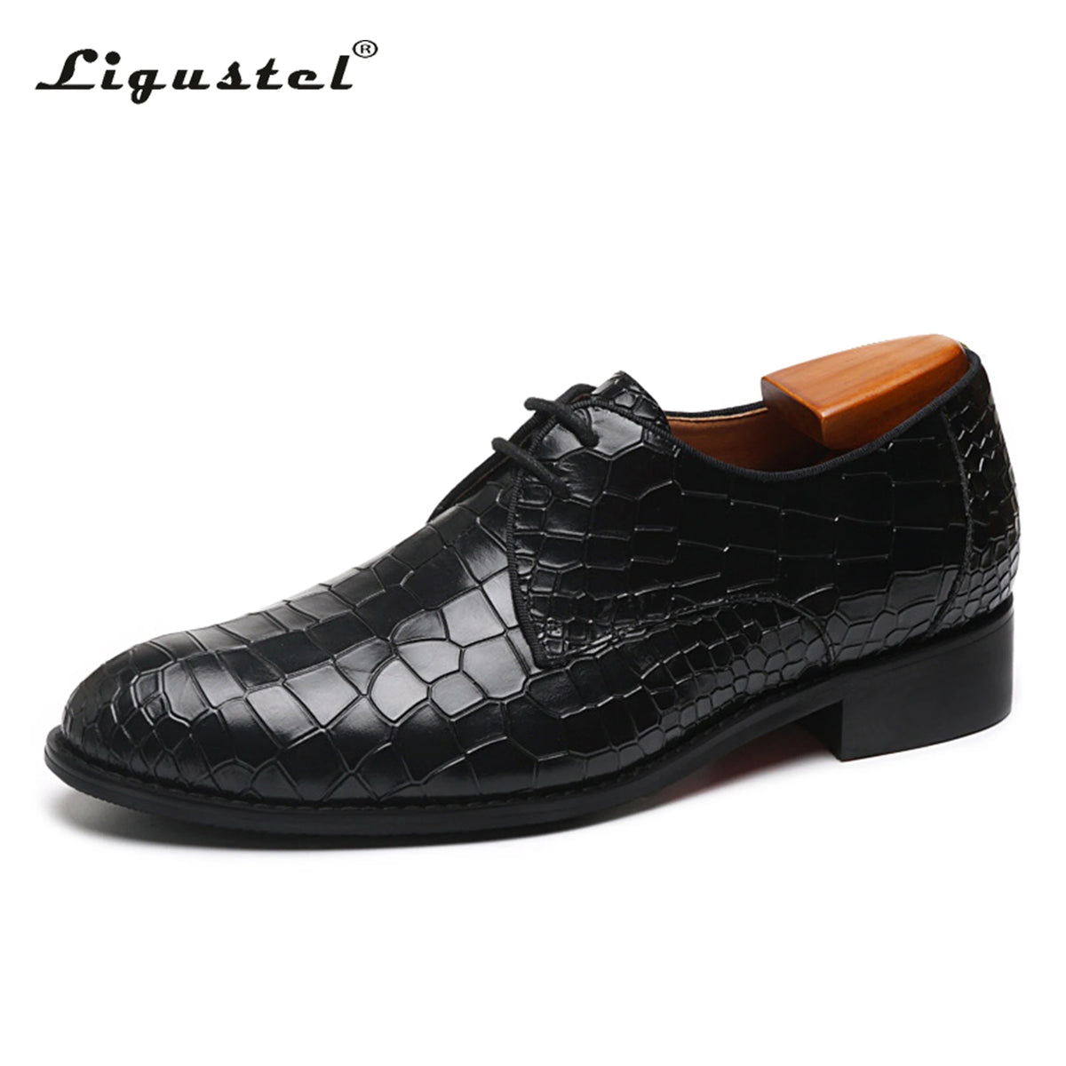 Ligustel Shoes for Men Handmade Black Leather Red Bottom Lace-up Casual Dress Shoes Luxury Wedding Party Oxfords Plus Size 13