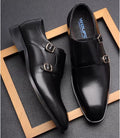 European Fashion Retro Leather Edvard Munch Shoes for Men Double Buckle Square Head Business Dress Wedding Shoes