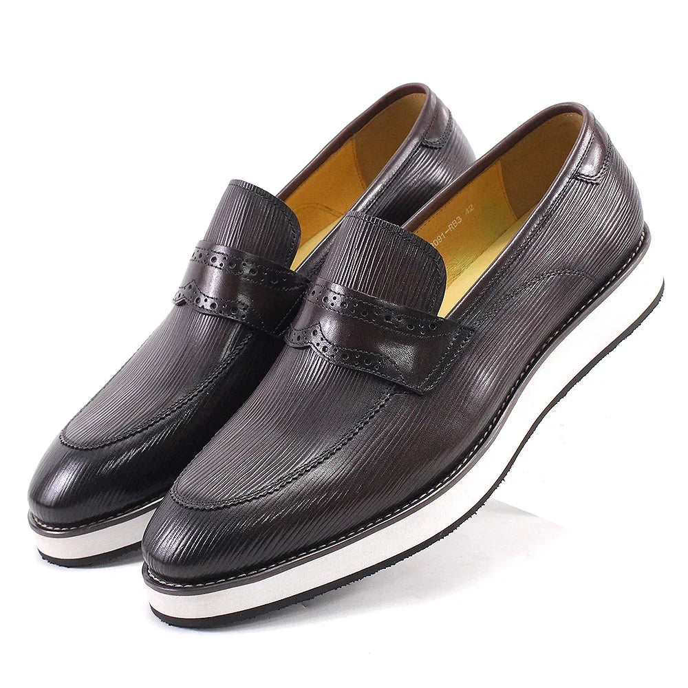 Men's Genuine Leather Loafers Slip-On Casual Shoes Handmade Comfortable Flat Sneakers for Daily Office Outdoor Street Wear