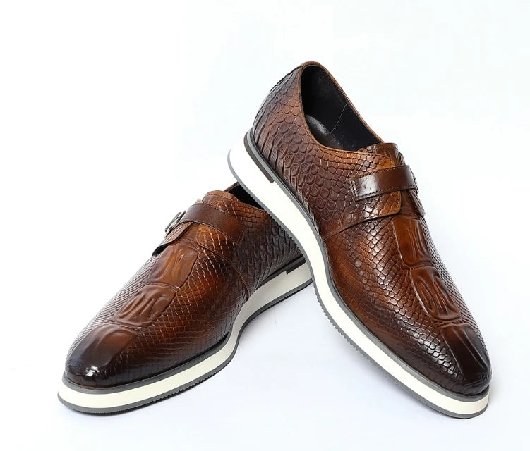 New Genuine Leather Casual Shoes for Men Sneakers Soild Blue Black Sports Style Carved Breathable Business Social Flat Shoe