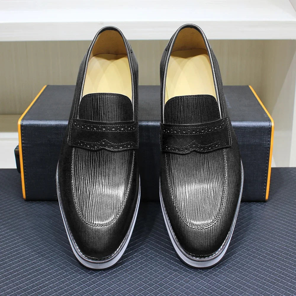 Men's Genuine Leather Loafers Slip-On Casual Shoes Handmade Comfortable Flat Sneakers for Daily Office Outdoor Street Wear