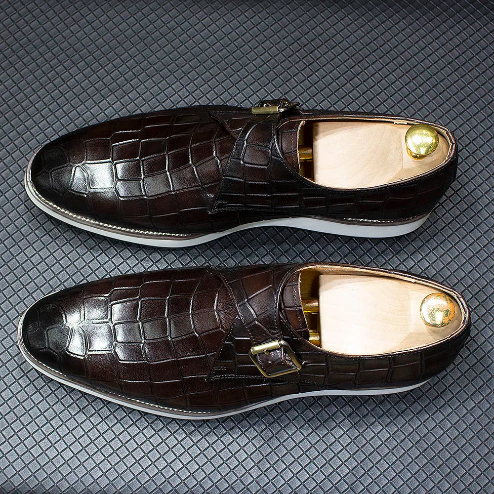 Men's Leather Casual Shoes Crocodile Pattern Luxury