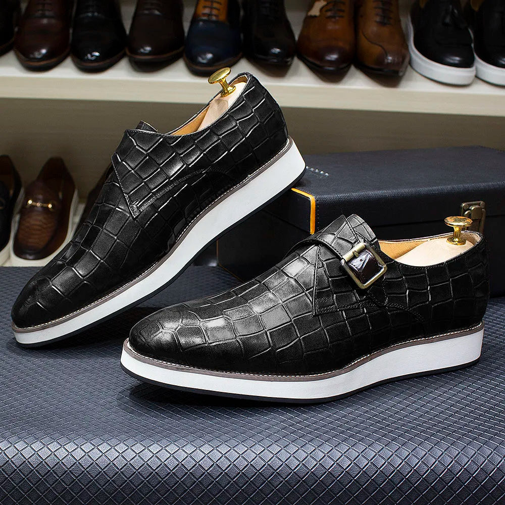 Men's Leather Casual Shoes Crocodile Pattern Luxury