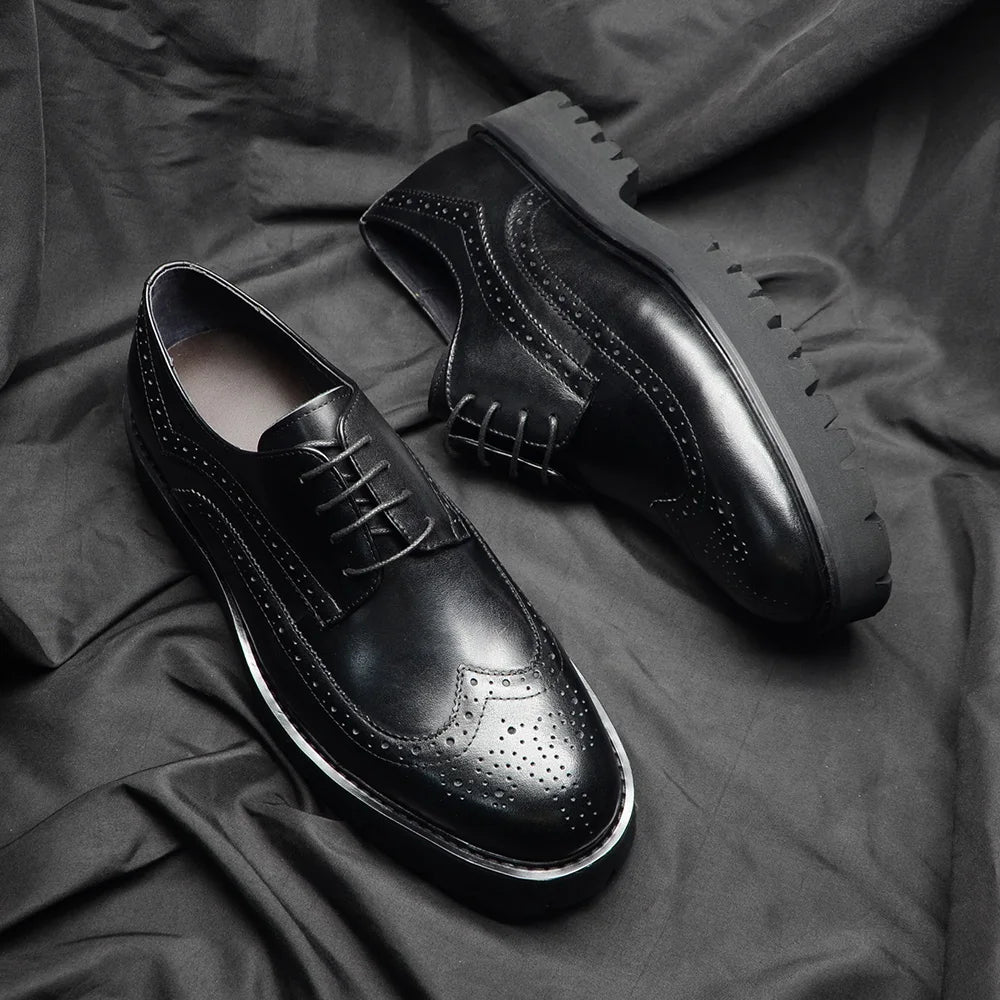 Soft Chunky Sole Men's Derby Dress Shoes Genuine Leather