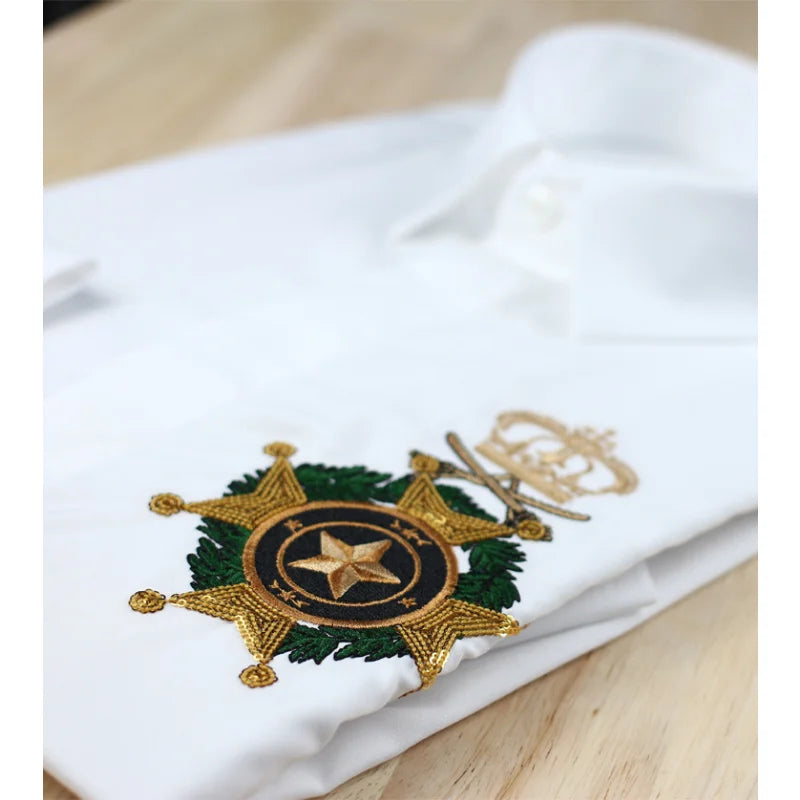 Embroidered Men Shirt Fashion New 100% Cotton Men