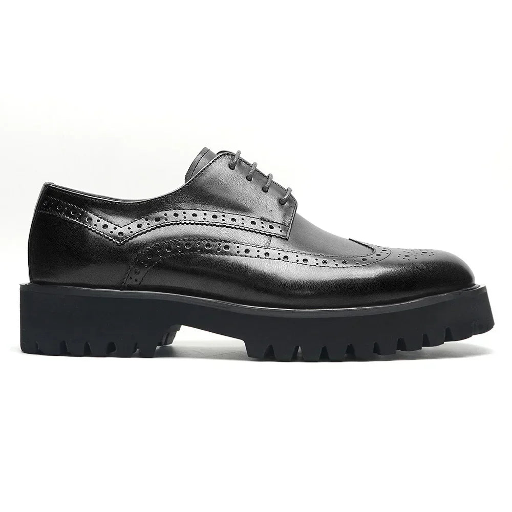 Soft Chunky Sole Men's Derby Dress Shoes Genuine Leather