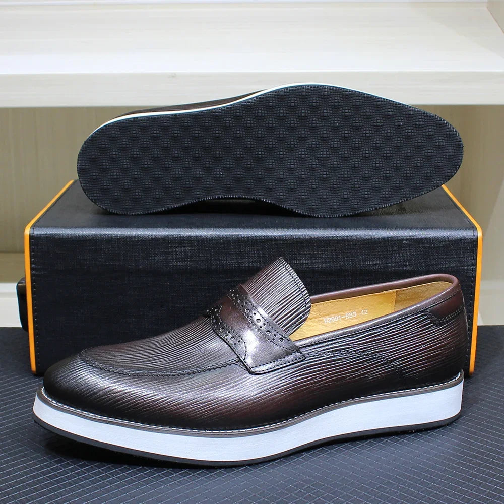 Men's Genuine Leather Loafers Slip-On Casual Shoes Handmade Comfortable Flat Sneakers for Daily Office Outdoor Street Wear