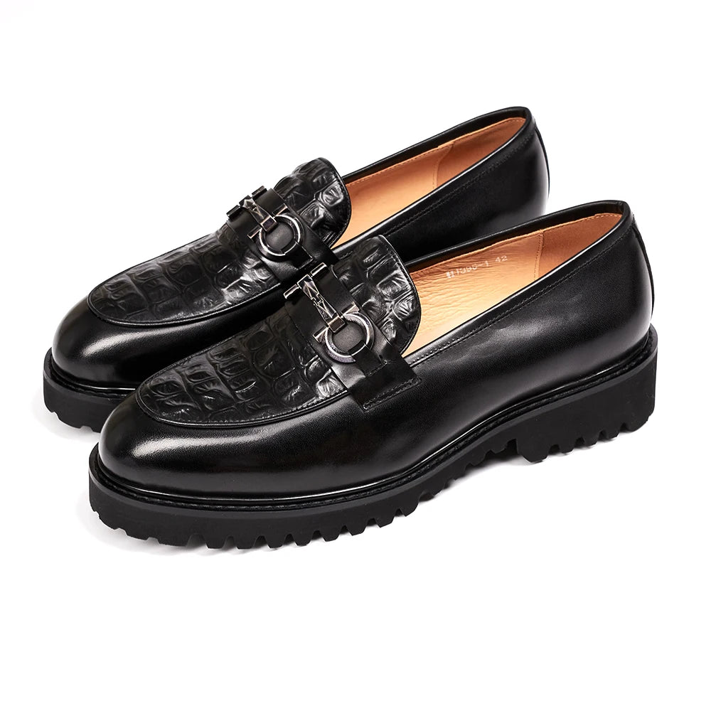 Men's Wedding Party Dress Shoes Genuine Leather Handmade Python Pattern Metal Button Loafers Casual Business Formal Shoes Men