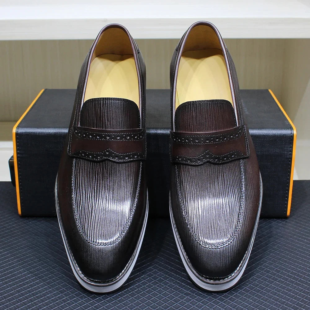 Men's Genuine Leather Loafers Slip-On Casual Shoes Handmade Comfortable Flat Sneakers for Daily Office Outdoor Street Wear