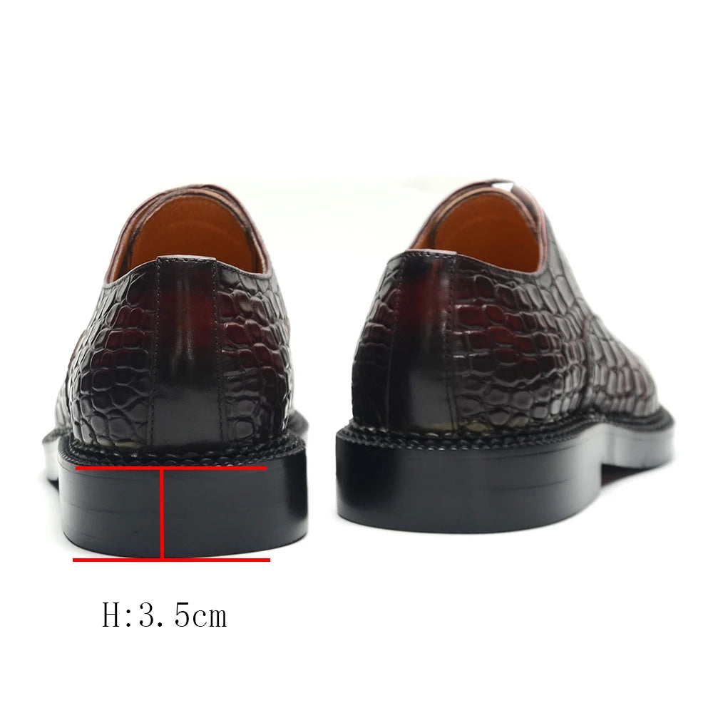 Oxfords Shoe Genuine Cowhide Leather Crocodile Pattern