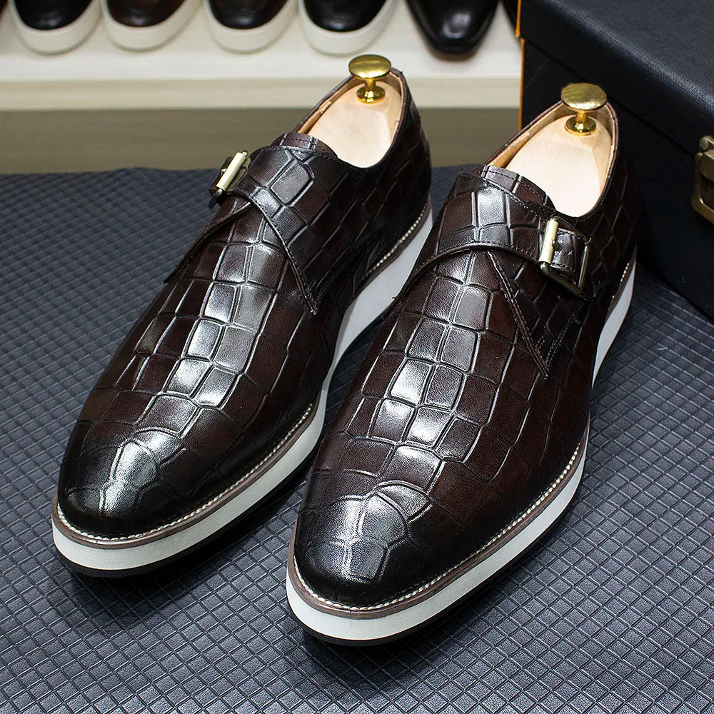 Men's Leather Casual Shoes Crocodile Pattern Luxury