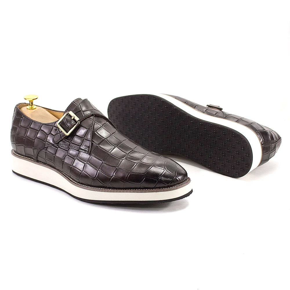Men's Leather Casual Shoes Crocodile Pattern Luxury