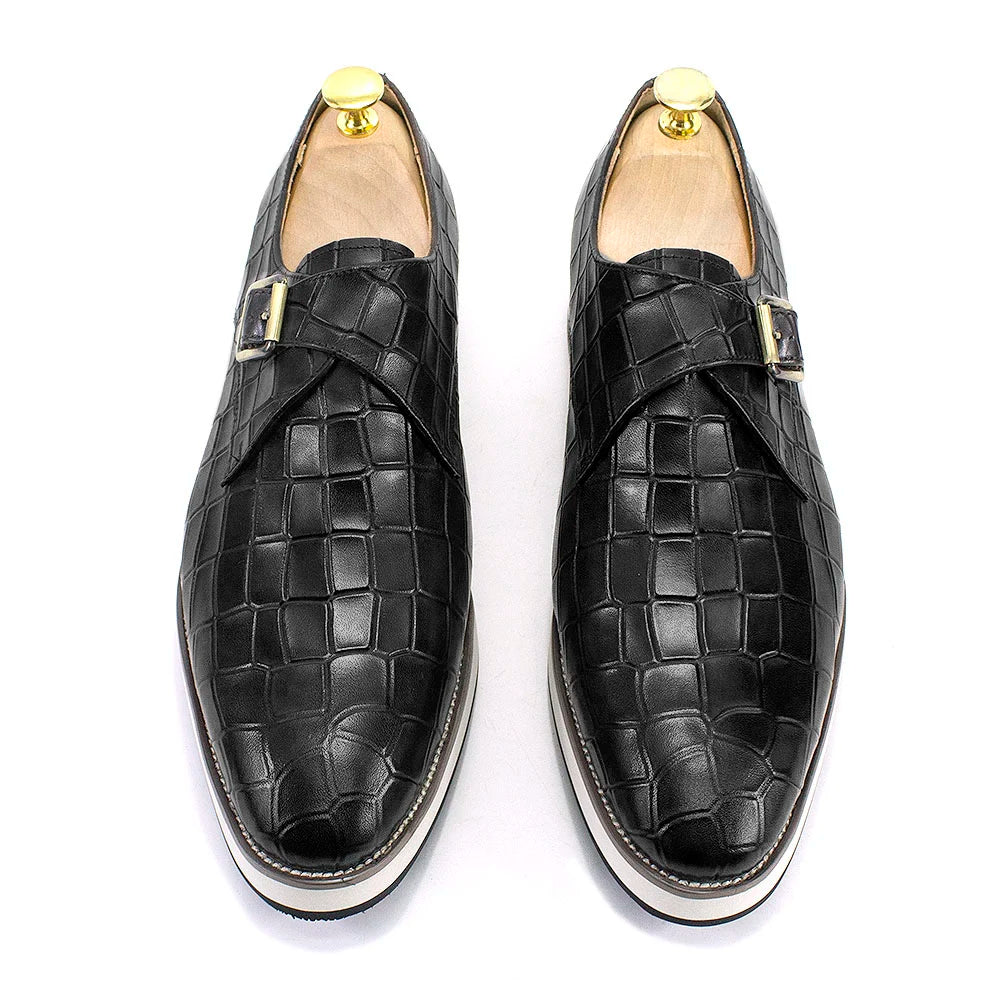 Men's Leather Casual Shoes Crocodile Pattern Luxury
