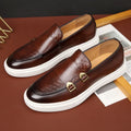 Snakeskin Grain Leather Men Retro British Style Loafers