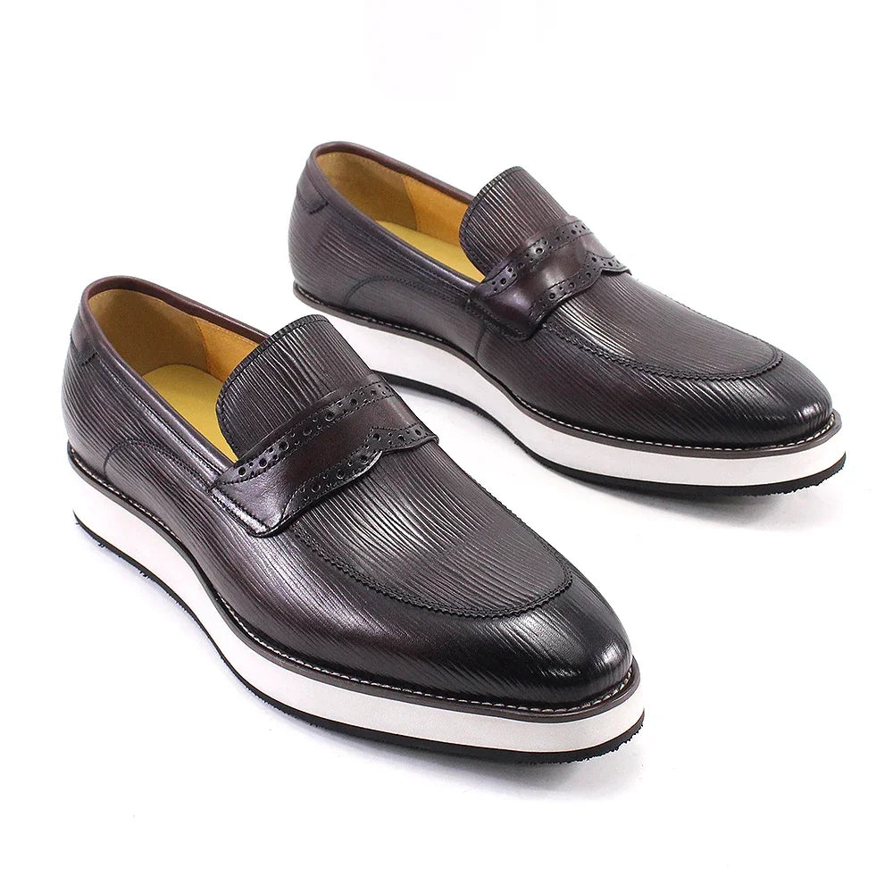 Men's Genuine Leather Loafers Slip-On Casual Shoes Handmade Comfortable Flat Sneakers for Daily Office Outdoor Street Wear