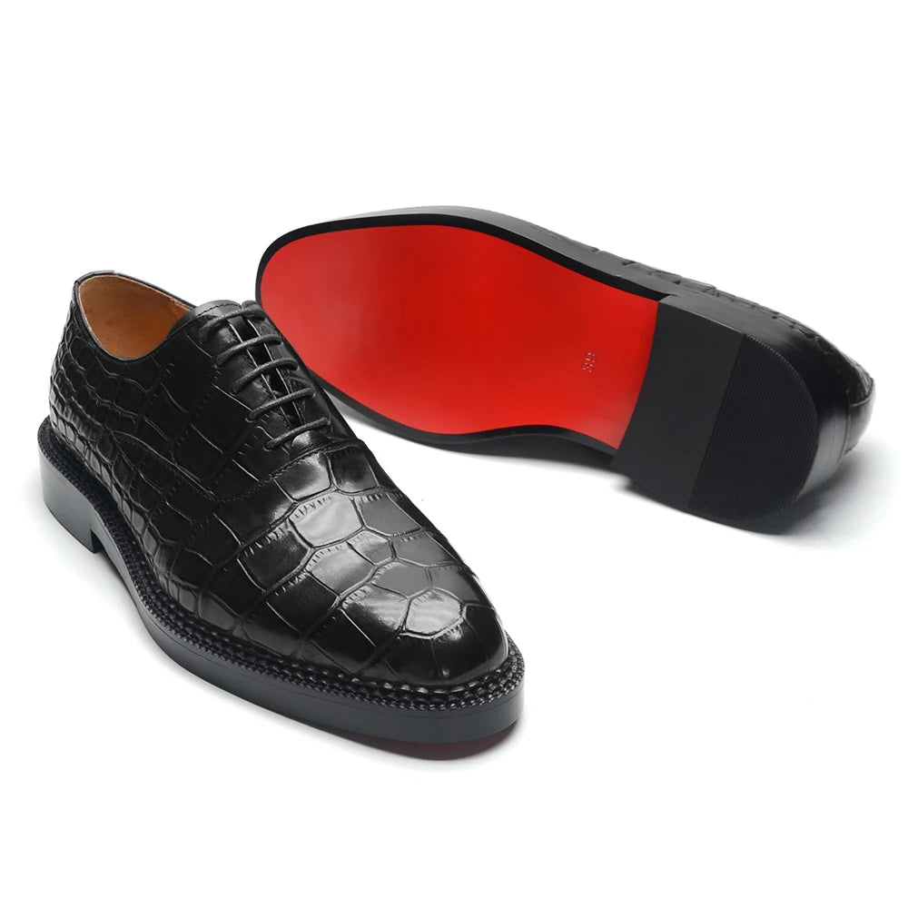 Oxfords Shoe Genuine Cowhide Leather Crocodile Pattern
